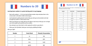 French home starter kit with free printables lesson 1: Numbers To 20 French Activity Language Resource Twinkl