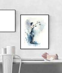 Lady Justice Art Print Blue Watercolor Painting Art Lady Etsy Lady Justice Watercolor Painting Etsy Art Prints