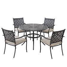 Use this table to mix and match with any chair, as it is a part of the mix and match collection. Sunjoy Morrison Patio Dining Set With Beige Cushions Black Aluminum 5 Piece A201004001 Reno Depot