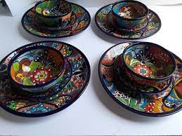 Der klettverschluss auf der rückseite macht das ankleiden zum kinderspiel. 24 Stuck Mexikanische Keramik Talavera Geschirr Set Sitz 6 Etsy