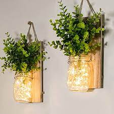 Escoja la planta que más te gusta, lo recomendable es que vaya acorde con el estilo de decoración de la sala. Amazon Com Apliques Decorativos Rusticos De Frascos De Vidrio Con Lucecitas Led Y Plantas Verdes Artificiales Decoracion Para Interior Con Iluminacion Calida 2 Unidades Home Improvement