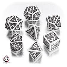In this carved form of the. Dwarven Runes 7 Dice Set Beige Black Kobold Press Store