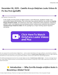 December 06, 2025 - Camilla Araujo OnlyFans Leaks Videos & Pic Xxx Porn  gsfsdff ⭐Introduction — Why Camilla Araujo onl
