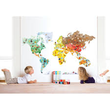 Janod Magneti 39 Stick World Wall Cling Is Both Decorative And Instructional Limited Only By Imagination Kids Bedroom Decor Educational Decor Map Wall Mural