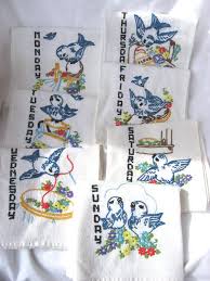 Blue birds hand embroidered vintage flour sack towel uniquely embroidered flour sack towels. I M Going To Make These Vintage Embroidery Embroidery Patterns Embroidery Inspiration