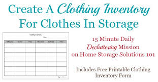 Printable Clothing Inventory Form