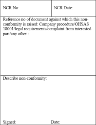 The image example in appendix e is based on smpte:backgroundimage, which is deprecated. Appendix I Sample Format For A Non Conformity Report Ncr Ohsas 18001 Step By Step A Practical Guide Book