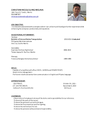 How to write seaman resume. Curriculum Vitae Christian Nicole Molina