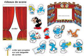 schtroumpfs fete bleue 1 et 2 3 doudous patrons patterns gabarits a themes pour enfants anniversaire schtroumpf coloriage maison de poupee papier sam le pompier