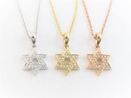 14k Gold Jewish Star Of David Diamond Necklace 14 Etsy