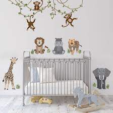 Safari Animals And Monkey Wall Decals Jungle Animal Wall Etsy Safari Nursery Walls Safari Animal Wall Decals Nursery Wall Decals