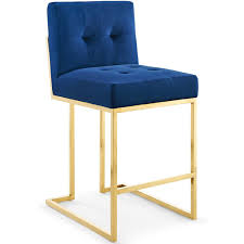 Browse modway counter & bar stools at staples and shop by desired features or customer ratings. Modway Eei 3853 Gld Nav Privy Counter Stool In Tufted Navy Blue Velvet Gold Stainless