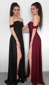 Sheath Off The Shoulder Black Elastic Satin Prom Dress With Split Prom Dresses With Sleeves Chiffon Evening Dresses Prom Dresses Long With Sleeves