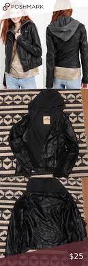 Hollester Leather Jacket With Hood Size Large Leather Jacket With Hood Leather Jacket Fashion