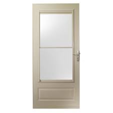 Emco 36 In X 80 In 400 Series Sandtone Universal Self Storing Aluminum Storm Door With Nickel Hardware E4sn36sa The Home Depot