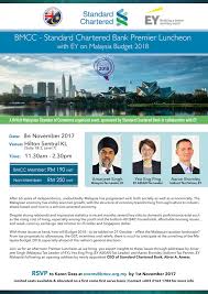 The federal spending plan for 2018 or malaysia budget 2018 will be tabled in parliament on october 27, said datuk seri najib razak today. Bmcc Standard Chartered Premier Luncheon British Malaysian Chamber Of Commerce Bmcc