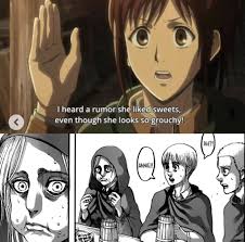 Credit Mikasa Sweet Attack On Titan Anime Attack On Titan Funny Attack On Titan Meme