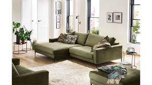 Ecksofa Uptown Velour Stoff Velvet Olivgrun 272x190 Cm Ecksofa Wohnzimmerdesign Sofa Design