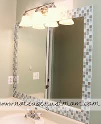 Add Some Character To That Bathroom Mirror Of Yours Or Any Non Framed Mirror You May Have Bathroom Mirror Makeover Bathroom Mirror Makeover Frames Mosaic Diy