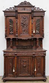 19th C French Renaissance Revival Buffet Deux Corps Victorian Furniture Leather Living Room Furniture Antique Furniture