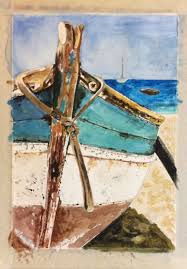 Peinture Bateau Sur Plage Peinture Tableau Peinture Acrylique Peinture Bateau