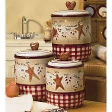 Pottery Primitive Kitchen Decor Decorative Kitchen Canisters Primitive Decorating