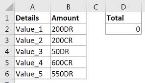 handling dr and cr at the end of numbers in excel a4