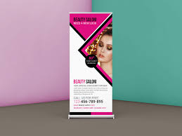 The psd file offers several smart objects for changing all colors and branding. Free Beauty Salon Roll Up Banner Design Template Free Psd Mockup New Mockup
