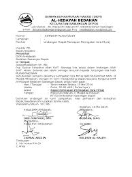 Besar harapan kami semoga jama'ah sekalian berkenan hadir pada waktunya. 4 Surat Undangan Rapat Isramiraj