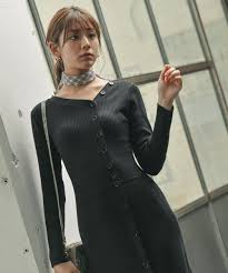 web限定 アシメフロントボタンニットワンピース 公式 アンデミュウ andemiu 通販 ファッションコーデのアイデア ファッションアイデア ファッション