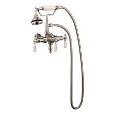 Bathroom sink faucet, bathtub faucet, dual handle bathtub faucet, faucets. Barclay Products 3 Handle Claw Foot Tub Faucet With Old Style Spigot And Hand Shower In Brushed Nickel 4025 Pl Sn The Home Depot