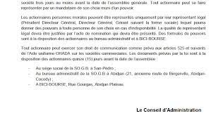 Sogb Ci : Avis De Convocation À L'assemblée Générale Ordinaire