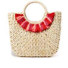 Hat Attack Small Round Handle Tote 105 Liked On Polyvore Featuring Bags Handbags Tote Bags Pink Handb Colorful Tote Bags Woven Tote Bag Pink Tote Bags