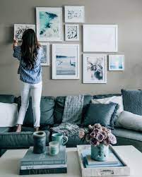 Blue Grey Living Room Decor Pretty In The Pines Lifestyle Blog Gallery Wall Blue Grey Living Room Living Room Decor Gray Living Room Arrangements