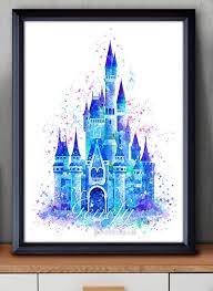 disney cinderella castle watercolor poster print by genefyprints illustration paintings coloriage de tournesol