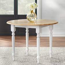 Small round drop leaf kitchen tables. Tms Round Drop Leaf Dining Table White Natural Walmart Com Walmart Com