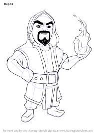 Learn How To Draw Wizard From Clash Of The Clans Clash Of The Clans Step By Step Drawing Tutorials Clash Royale Drawings Drawings Wizard Drawings