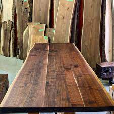 Nice Live Edge Ontario Black Walnut Getting Finished With Osmocanada Beautiful Rich Tones To The Wood Liveedge Liveedgewaln Barn Wood Rustic Wood Rustic