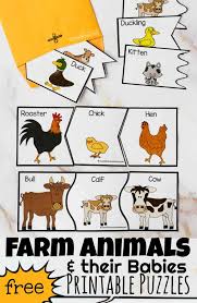Farm Animals And Their Babies Printables Puzzles In 2020 Farm Animals Activities Farm Animals Preschool Farm Animals