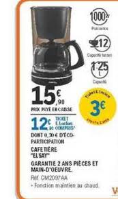 Offre Cafetiere Elsay Chez E Leclerc