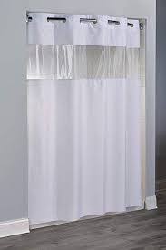 White Shower Curtain With Clear Panel Google Search Hookless Shower Curtain Fabric Shower Curtains Shower Curtain