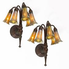 Tiffany Studios New York Five Light Lily Wall Sconces For Sale At 1stdibs