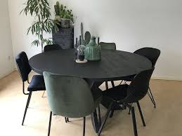 eettafel zwart eiken hout nero ruvido spinpoot staal tavolo enzo lr liggend groen eetkamer met ronde tafel ronde eettafel goedkope huisinrichting