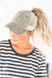 Cc Brand High Ponytail Ball Cap 4 Colors Olive Ball Cap Women Clothing Boutique Ponytail Baseball Cap