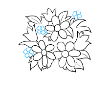 A bunch of flowers drawing easy. How To Draw A Flower Bouquet Really Easy Drawing Tutorial