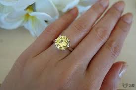 Gorgeous 3 5 Carat Canary Yellow Diamond Simulant Engagement Ring Round Solitaire Wed Canary Diamond Engagement Ring Modern Engagement Rings Engagement Rings
