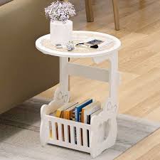 Finally, think about how simple or stately you want your bedside table to be; Mini End Table 2 Tier Side Table Simple Bedside Nightstand Bedside End Table Organizer Wood W Basket Display Rack For Bathroom Bedroom And Living Room White Walmart Com Walmart Com