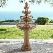 Sag Harbor 60 High Stone 4 Tier Led Outdoor Floor Fountain 9m553 Lamps Plus Outdoor Flooring Garden Water Fountains Fountains Outdoor