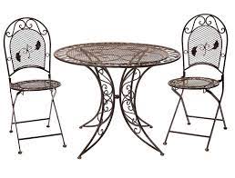 When we choose outdoor furniture, we have dreams of long, hot days and balmy evenings, reminding us of the south of france. Garden Furniture Set Table 100cm 2 Chairs Brown Antique Style Iron Aubaho
