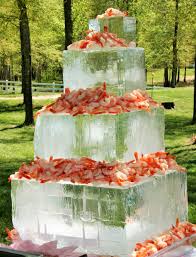 Jumbo Shrimp On Ice Sculpture Cubes Seafood Buffet Ice Sculpture Wedding Seafood Tower